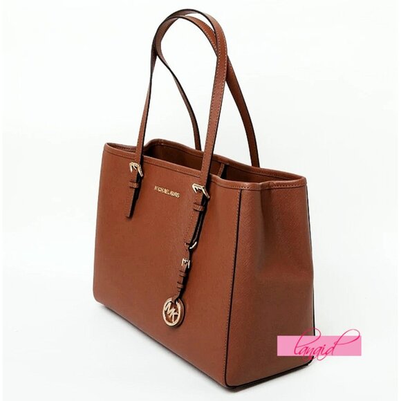 Michael Kors Jet Set Saffiano Leather Tote Bag Luggage Large Big Shoulder Purse - Picture 5 of 16